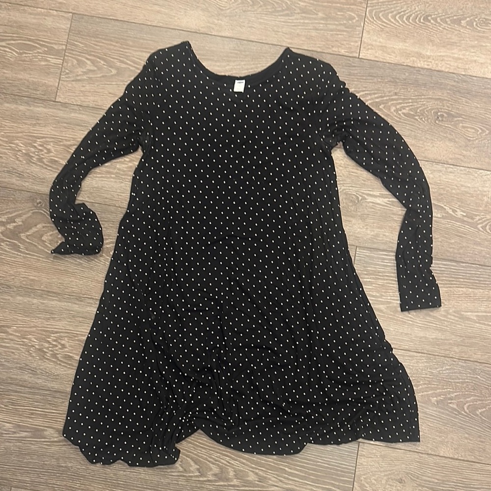 Old Navy Black and White Ruffled Sundress with Bishop Sleeves